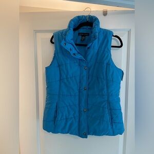 Womens New York & Company Womans Size LG Blue Quilted Puffer Vest Zip Snap